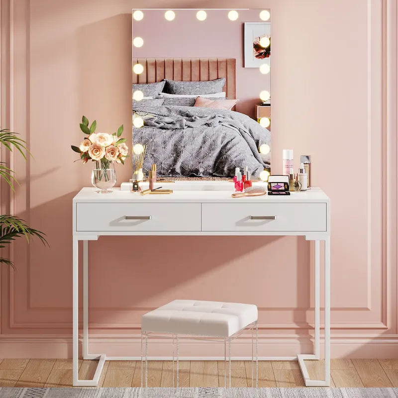 Modern Computer Desk with 2 Drawers - Stylish Study Writing Table with Storage for Home Office - image 22