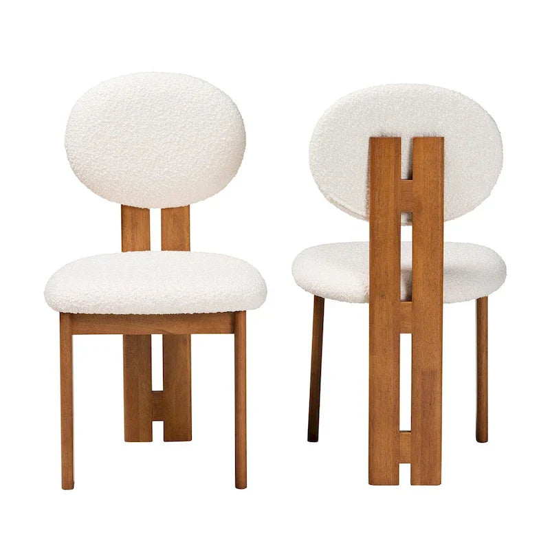 Kacela Contemporary Japandi Boucle Upholstered Wood Dining Chair Set - 2 Pieces - image 5