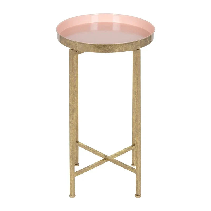 Kate and Laurel Celia Round Metal Folding Accent Table with Tray - image 3