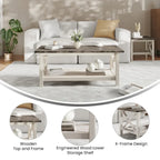 Farmhouse Coffee Table with Shelf and X-Frame Design - image 28