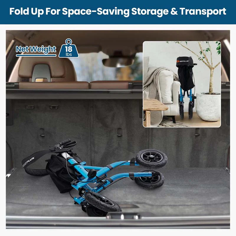 Foldable Rolling Walker with 9.5" All Terrain Pneumatic Wheel, Heavy Duty Height Adjustable Rollator Walker with Seat for Seniors - image 16