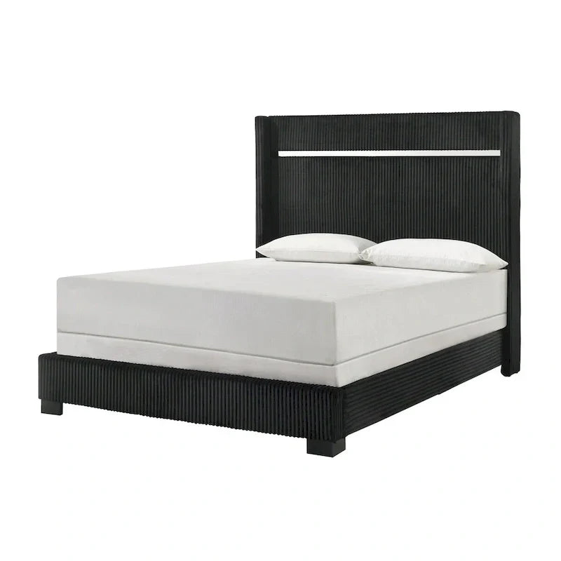 Pedro 6-Piece Black Velvet Upholstered Bedroom Collection - image 2