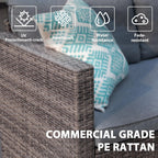 JOIVI 3 Pieces Patio Conversation Set, PE Wicker Rattan Outdoor Furniture Set, 2 Ways Small Sectional Sofa, Tempered Glass Coffee Table, Silver-Gray - image 10