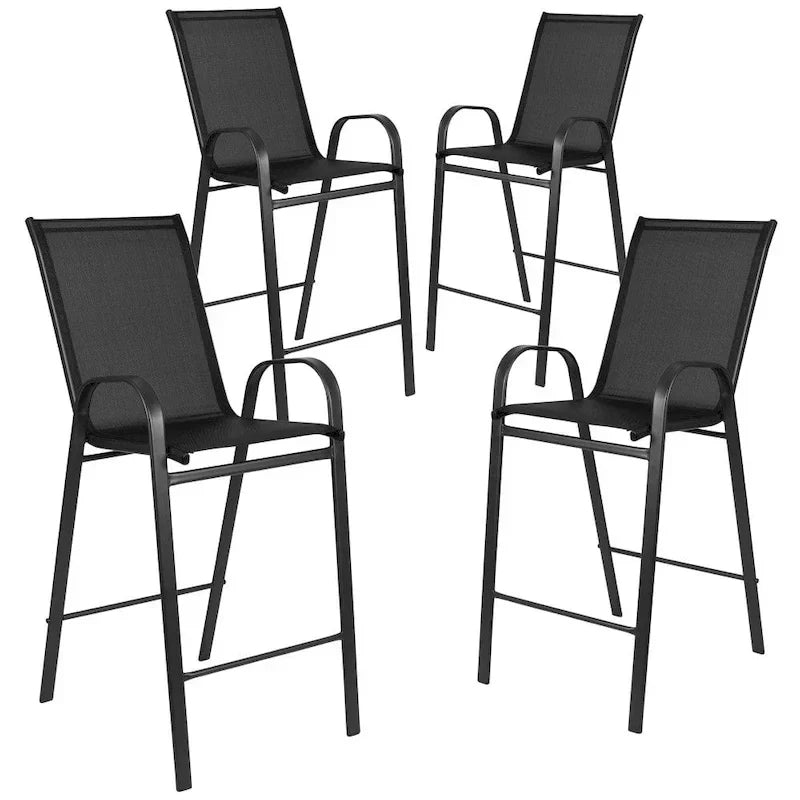 Set of 4 Outdoor Barstools with Flexible Comfort Material - Patio Seating - image 7
