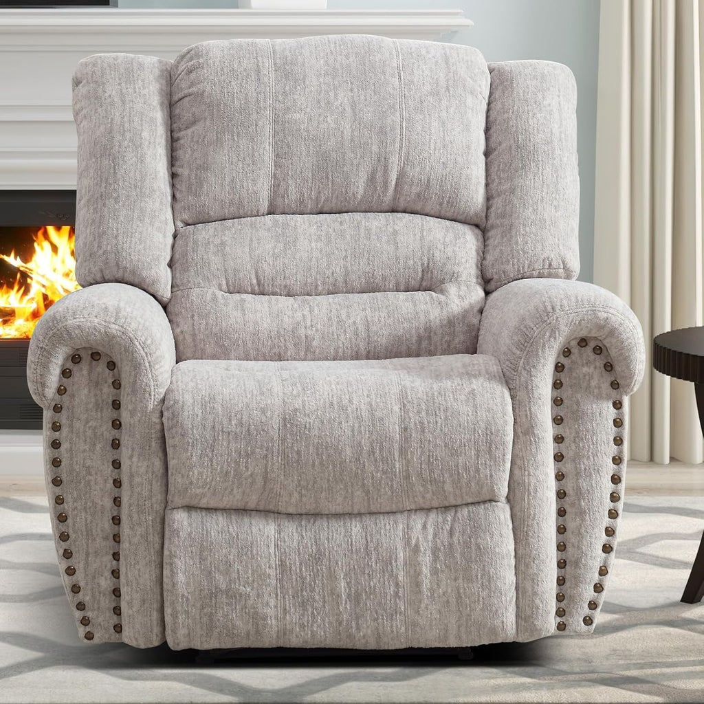 CANMOV Leather Recliner Chair, Classic and Traditional Manual Recliner Chair with Comfortable Arms and Back Single Sofa for Living Room, Nut Brown - image 24