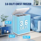 3.6 Cu.ft Chest Mini Freezer with Wheels Deep Freezer for Bulk Storage Top Open Door 2 Removable Baskets 7 Modes Temperature for Home Apartment Kitchen Black - image 11