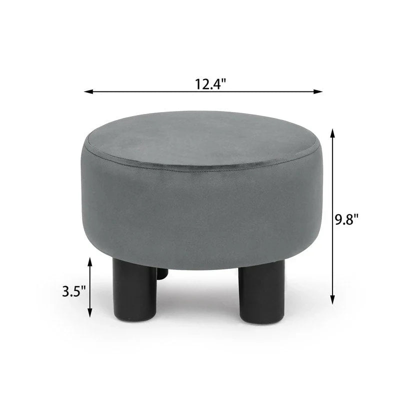 Adeco Modern Velvet Round Ottoman Footrest Stool with Padded Seat - image 7