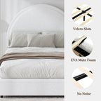 4 EVER WINNER Queen Size Bed Frame, Boucle Upholstered Bed Frame with Headboard, White Queen Bed Frame, White - image 3