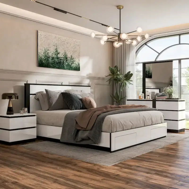 Conjira Modern 4-Piece White Wood Bedroom Storage Set by Furniture of America - image 1