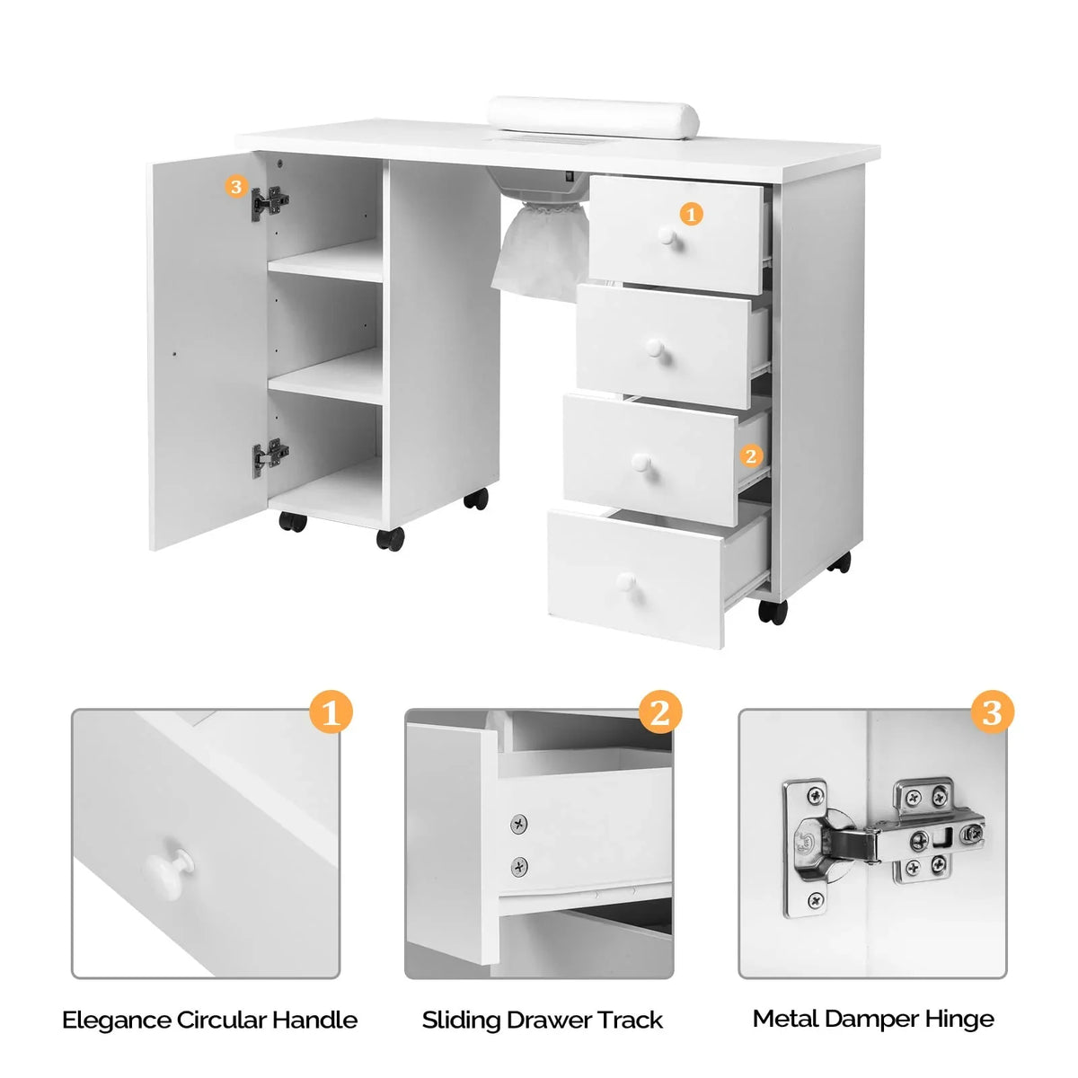 OmySalon Manicure Table Nail Desk w/Electric Downdraft Vent - image 5