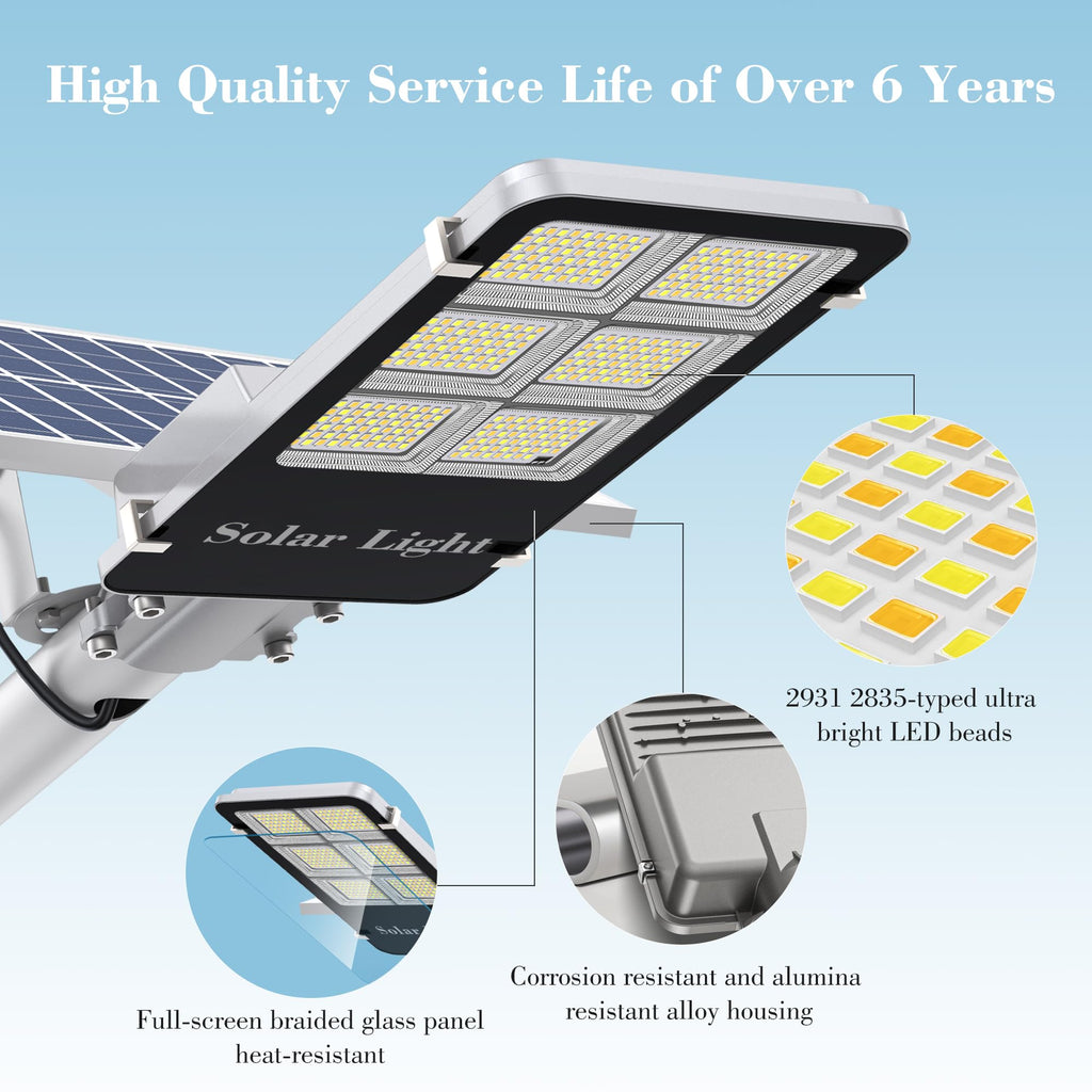 Tri-Color Solar Street Lights Outdoor - 5800W Solar Parking Lot Lights Commercial with 3 Color Temperatures, Solar Street Light Dusk to Dawn Street Lights Solar Powered for Outside Yard Garden - image 3