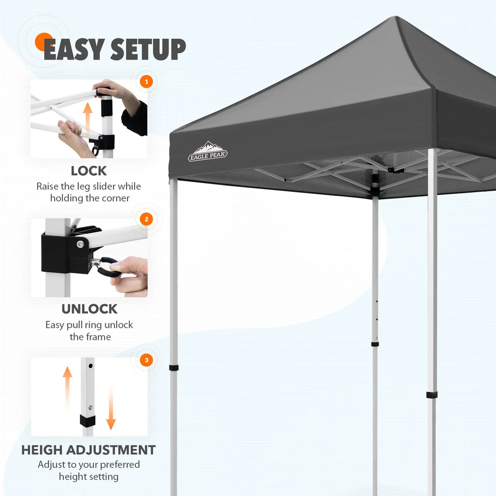 EAGLE PEAK 5x5 Pop up Canopy Tent Instant Outdoor Canopy Easy Set - up Straight Leg Folding Shelter（blue） - image 86