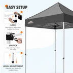 EAGLE PEAK 5x5 Pop up Canopy Tent Instant Outdoor Canopy Easy Set - up Straight Leg Folding Shelter（blue） - image 86