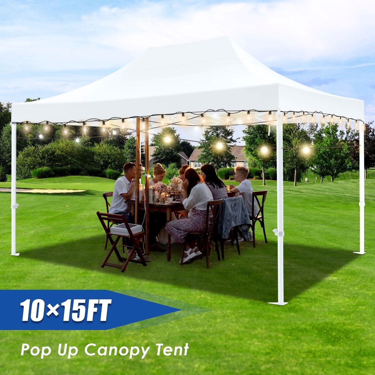 HOTEEL 10x15 Heavy Duty Canopy Tent ,Pop up Canopy for Parties Wedding,Commercial Easy up Gazebo with Roller Bag,UV 50+ &,White - image 2