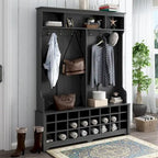 Merax Versatile Hall Tree with Hooks, Shelves, and 24 Shoe Storage Cubbies - image 8