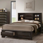 Furniture of America Zuloey Transitional Espresso Wood Platform Bed with Bookcase Headboard and Storage Drawers - image 1