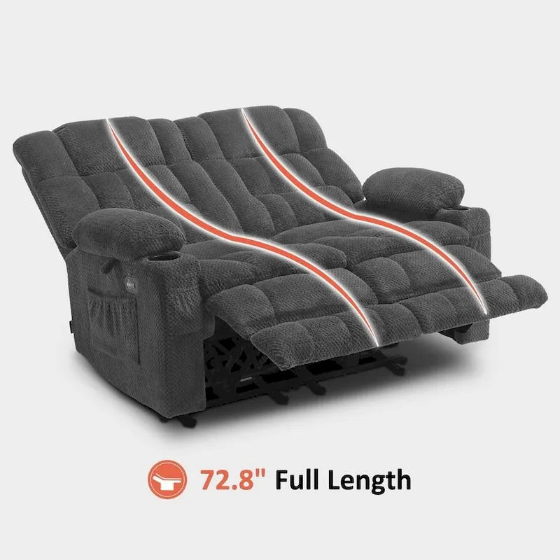 MCombo Power Loveseat Recliner, Electric Reclining Loveseat Sofa with Heat and Vibration, Cupholders, USB Charge Ports RS6314 - image 20