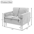 Set of 2 Modern Wide Armchairs in Corduroy - Accent Chairs - image 16