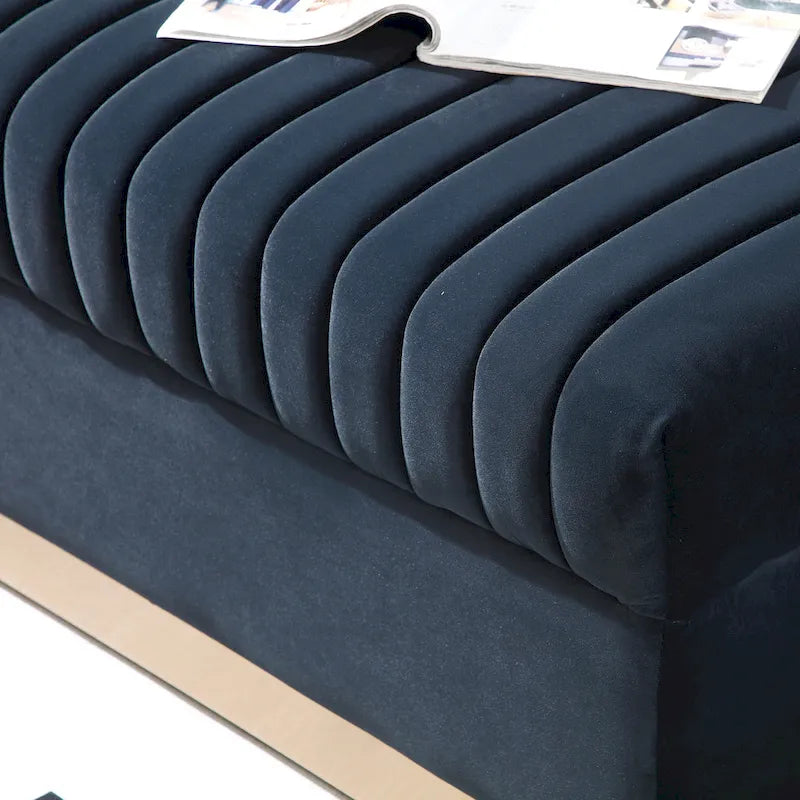 Modern Velvet Loveseat with Vertical Channel Tufting - 61.4 x 28 x 28 inches - image 7