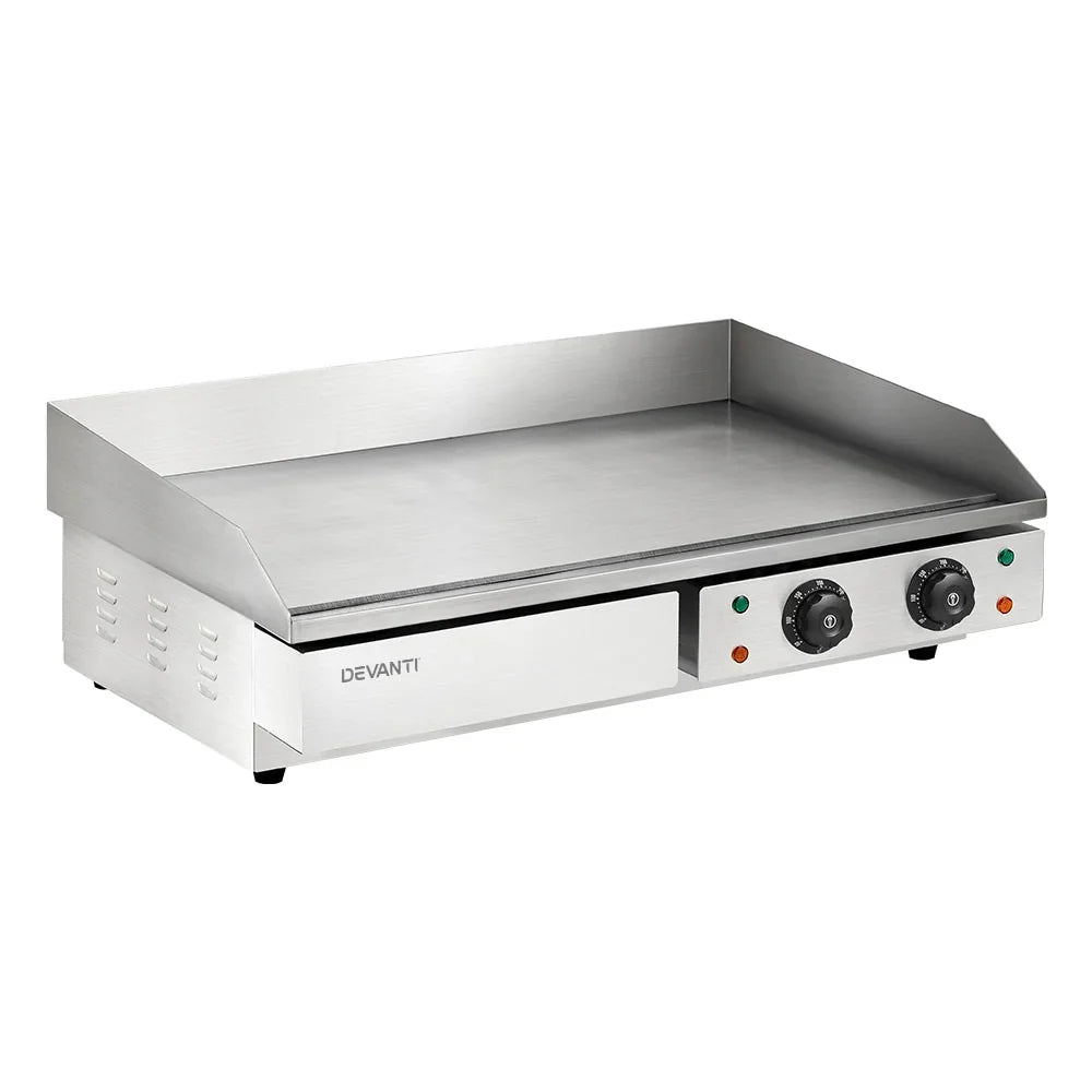 Devanti 73cm Commercial Electric Griddle BBQ Grill Plate 4400W Silver - image 4