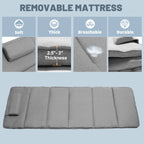 FICISOG Portable Beds Frame with Mattress, Foldaway Rest Cots for Adults Kids, Gray - image 8