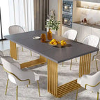 Modern Dining Table with Rectangular Top and Metal Base for 6 to 8 Seating - image 16