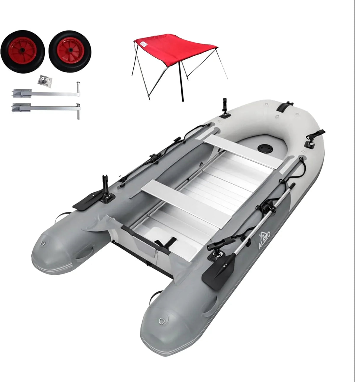 Inflatable Boat / Yacht Dinghy Tender Raft / Multi Person Fishing Boat / Aluminum Floor Oars / Fishing Rod Holders / Heavy-Duty PVC / 2024 Model / - image 26