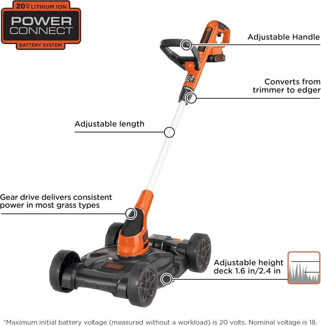 BLACK+DECKER Combination String Trimmer, Lawn Mower, and Edger, Cordless 3-in-1 - image 8
