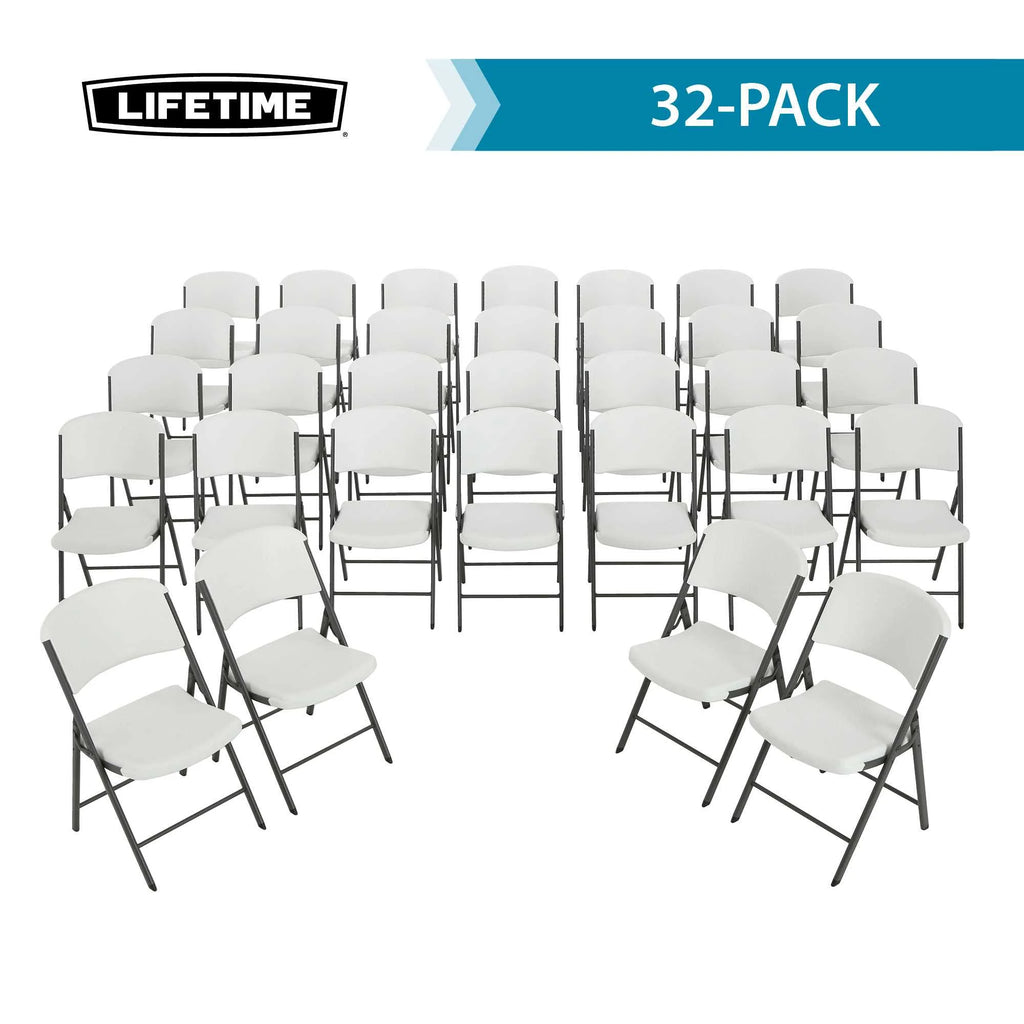 Lifetime Combo Set of (4) 8 - Foot Rectangle Folding Tables & (32) Chairs, Indoor/Outdoor Use, White (80147) - image 2