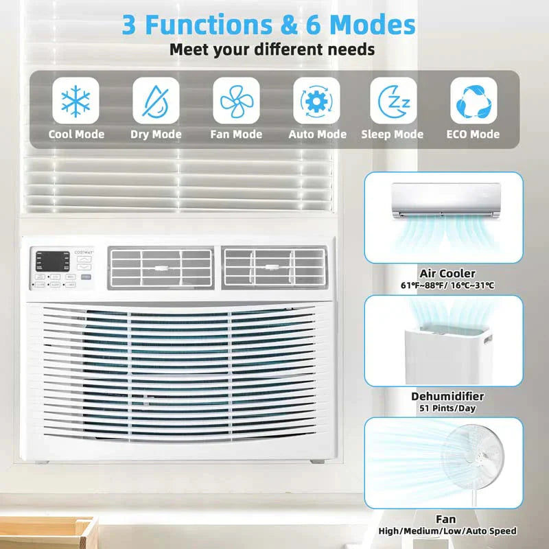 10000 Btu Quiet Window Air Conditioner With Remote Amp Eco Mode Energy Star Certified 3 In 1 Window Ac Unit With Dehumidifier - image 3