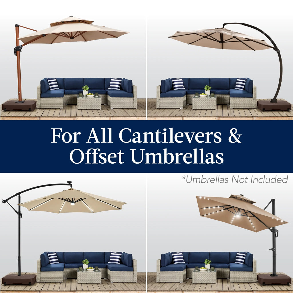 Best Choice Products Heavy-Duty Outdoor Cantilever Base Stand w/ Wheels, Locks, Fillable 330lb Capacity - Black - image 26