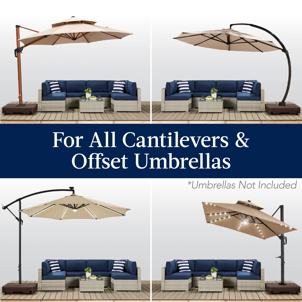 Best Choice Products Heavy-Duty Outdoor Cantilever Base Stand w/ Wheels, Locks, Fillable 330lb Capacity - Black - image 26