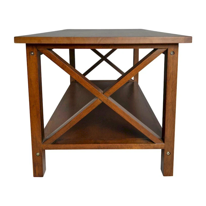 Farmhouse Coffee Table with Shelf and X-Frame Design - image 21