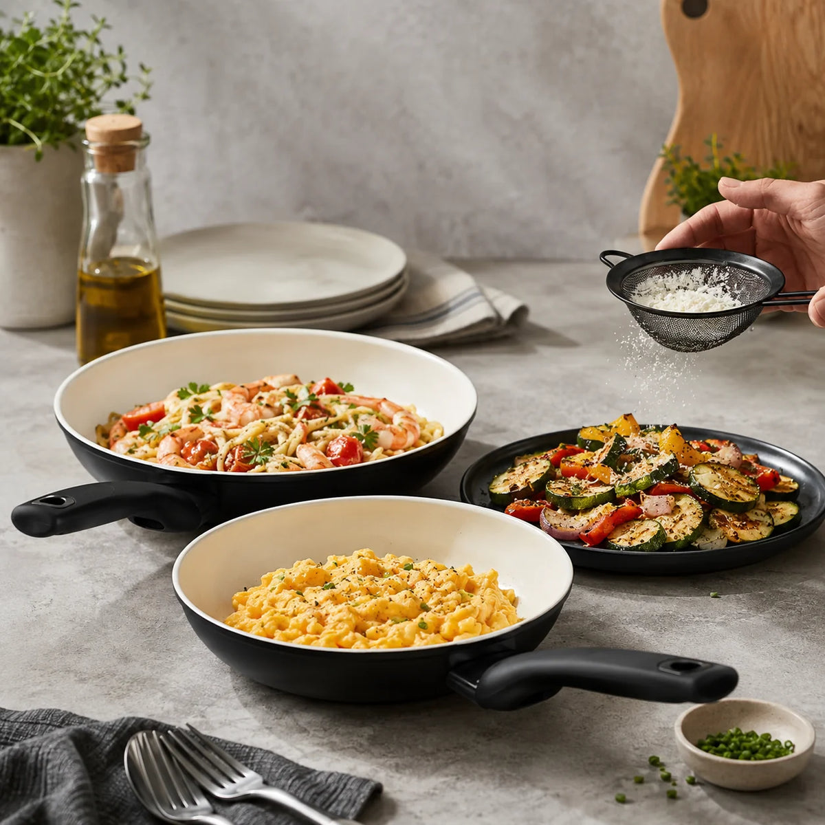 16 Piece Ceramic Nonstick Cookware Set Black Pots and Pans Set with Lids Durable Kitchen Cooking Set - image 3