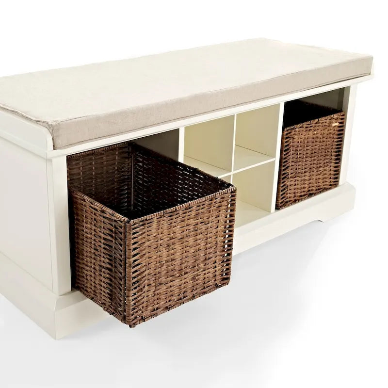 Crosley Brennan White Wooden Entryway Storage Bench - image 8