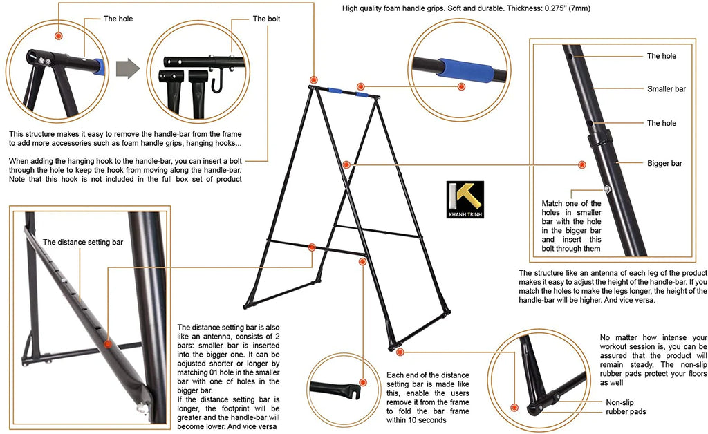 Air Yoga Equipment Set Includes: Blue Aerial Yoga Hammock and The Height-Adjustable Foldable Sturdy Durable KT Yoga Swing Stand Frame - image 6