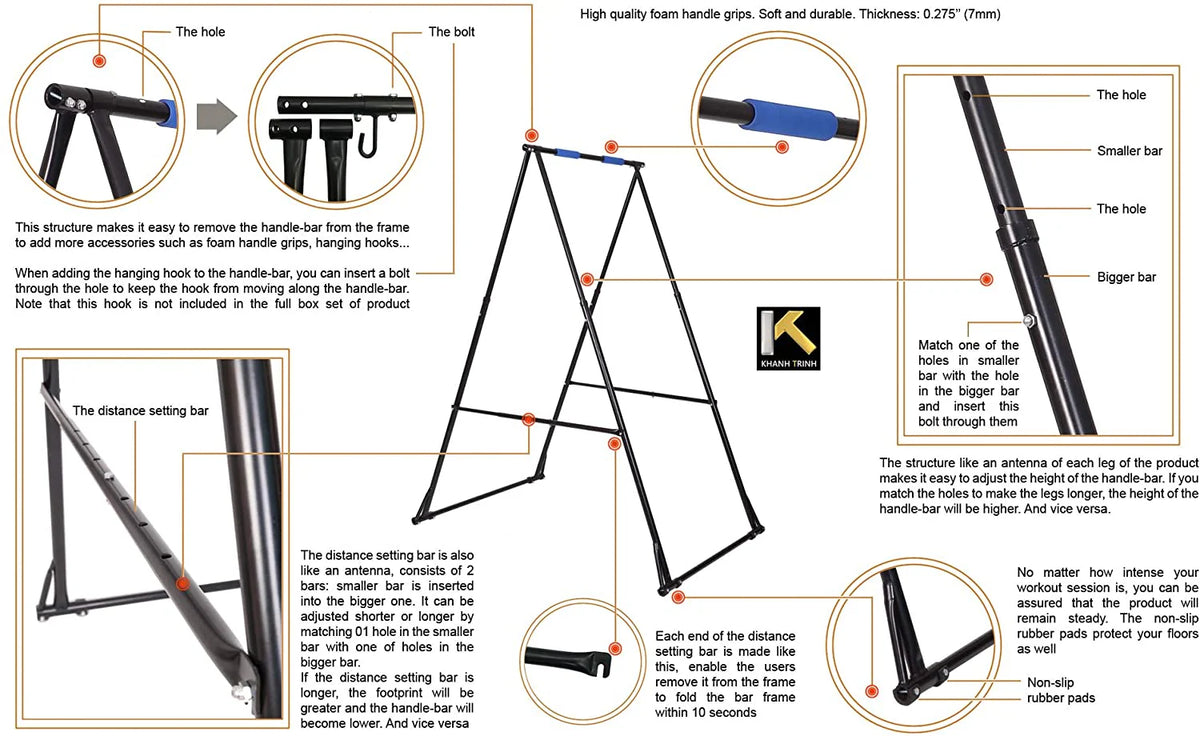 Air Yoga Equipment Set Includes: Blue Aerial Yoga Hammock and The Height-Adjustable Foldable Sturdy Durable KT Yoga Swing Stand Frame - image 6
