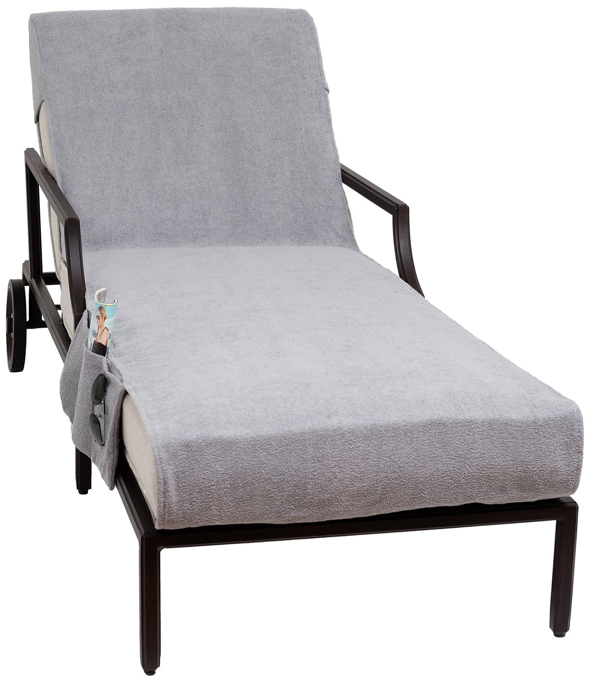 Linum Home Textiles Standard Size Chaise Lounge Cover with Side Pockets Grey - image 1