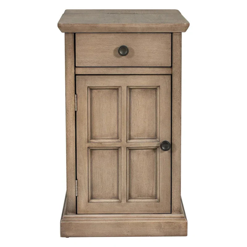 Retro-Inspired Living Room Side Table with USB Ports, Multifunctional Drawer, and Cup Holders - image 6