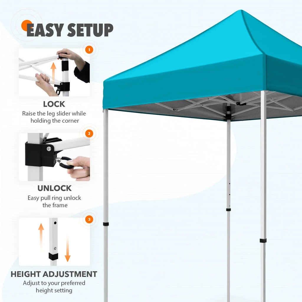 EAGLE PEAK 5x5 Pop up Canopy Tent Instant Outdoor Canopy Easy Set - up Straight Leg Folding Shelter（blue） - image 46