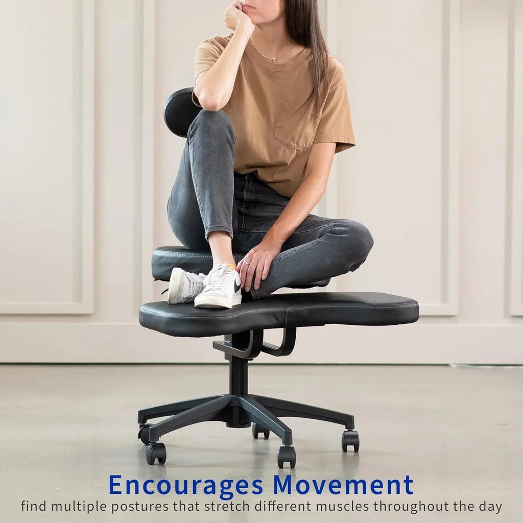 VIVO Cross-Legged Office Chair – Adjustable Height Floor Chair with Back Support for Yoga, Meditation, and ADHD (Black, CHAIR-CL02B-R) - image 4
