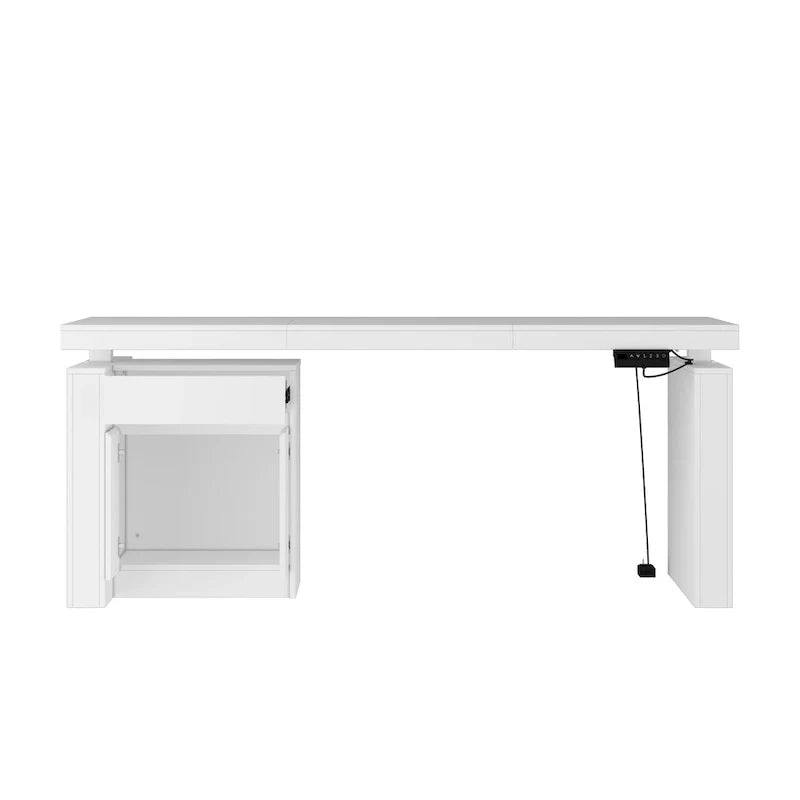 Modern White Adjustable Workstation - 70.9W Dining Table & Office Desk - image 10