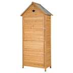 63" Wood Outdoor Storage Shed Lockable Garden Tools Storage Cabinet with 5 Shelves, Galvanized Sheet Roof - image 7