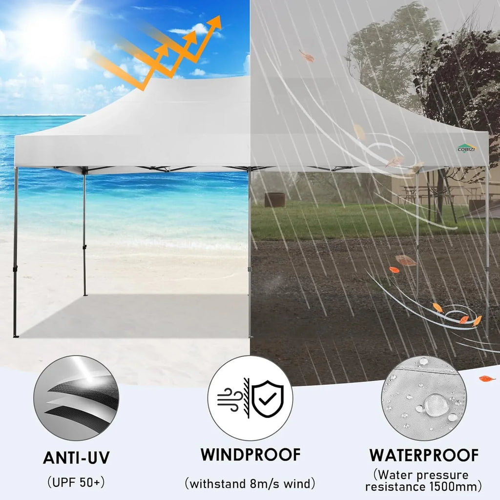 COBIZI 10x20 Heavy Duty Pop up Canopy Tent with 6 sidewalls Easy Up Commercial Outdoor Canopy Wedding Party Tents for Parties All Season Wind & Waterproof Gazebo with Roller Bag,Black(Frame Thickened) - image 110