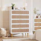 Rattan 5-Drawer Dresser for Bedroom and Hallway - image 3
