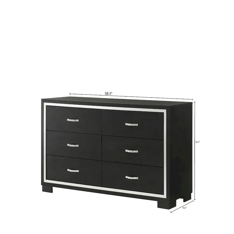 Pedro 6-Piece Black Velvet Upholstered Bedroom Collection - image 8