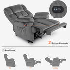 MCombo Heated Massage Electric Recliner Chair for Living Room - Fabric R6233 - image 9