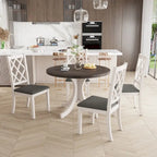 5-Piece Upholstered Chair Round Dining Table Set - image 3
