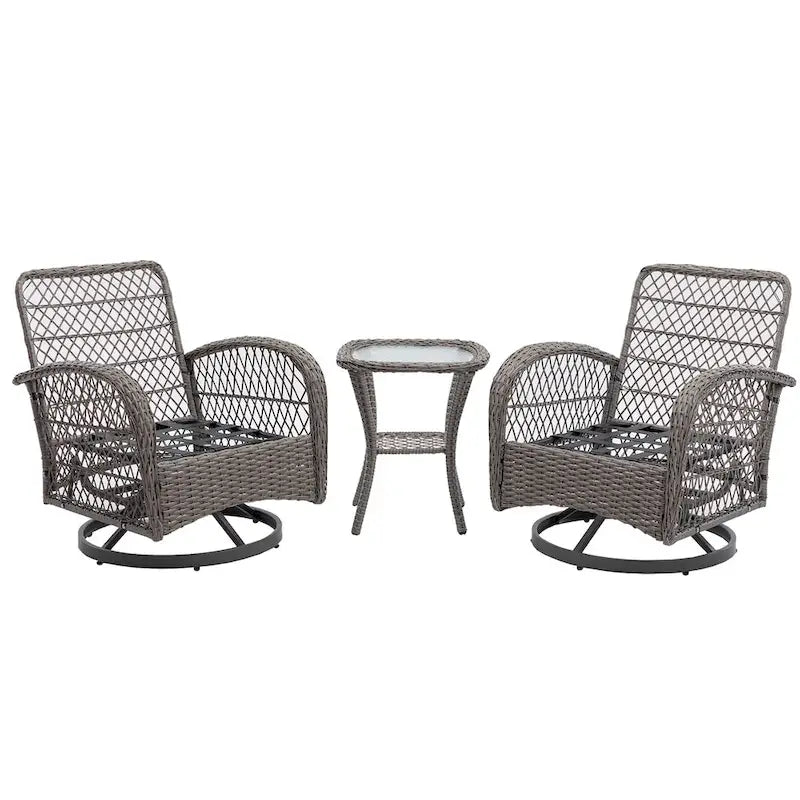3 Pieces Outdoor Swivel Rocker Patio Chairs, 360 Degree Rocking Patio Conversation Set - image 17