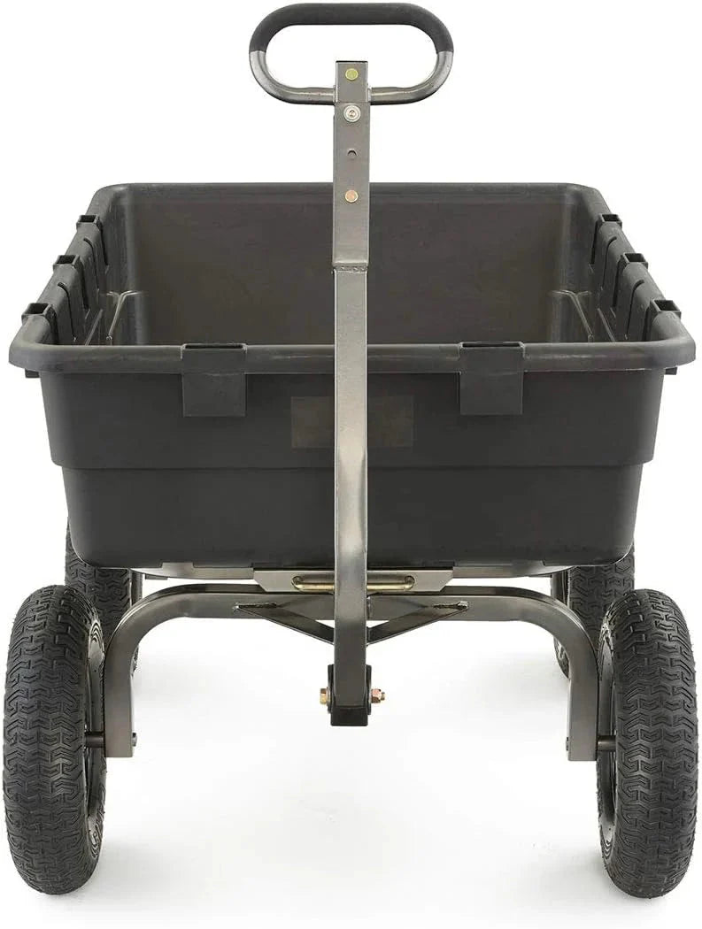 Heavy Duty Poly Utility Dump Wagon Garden Cart w/Pneumatic Tires, 6 Cu Ft - 1200 lb Capacity Outdoor Wheelbarrow for Yard, Landscaping & Gardening, Lawn Tractor or ATV Towable-Gorilla Carts - image 50